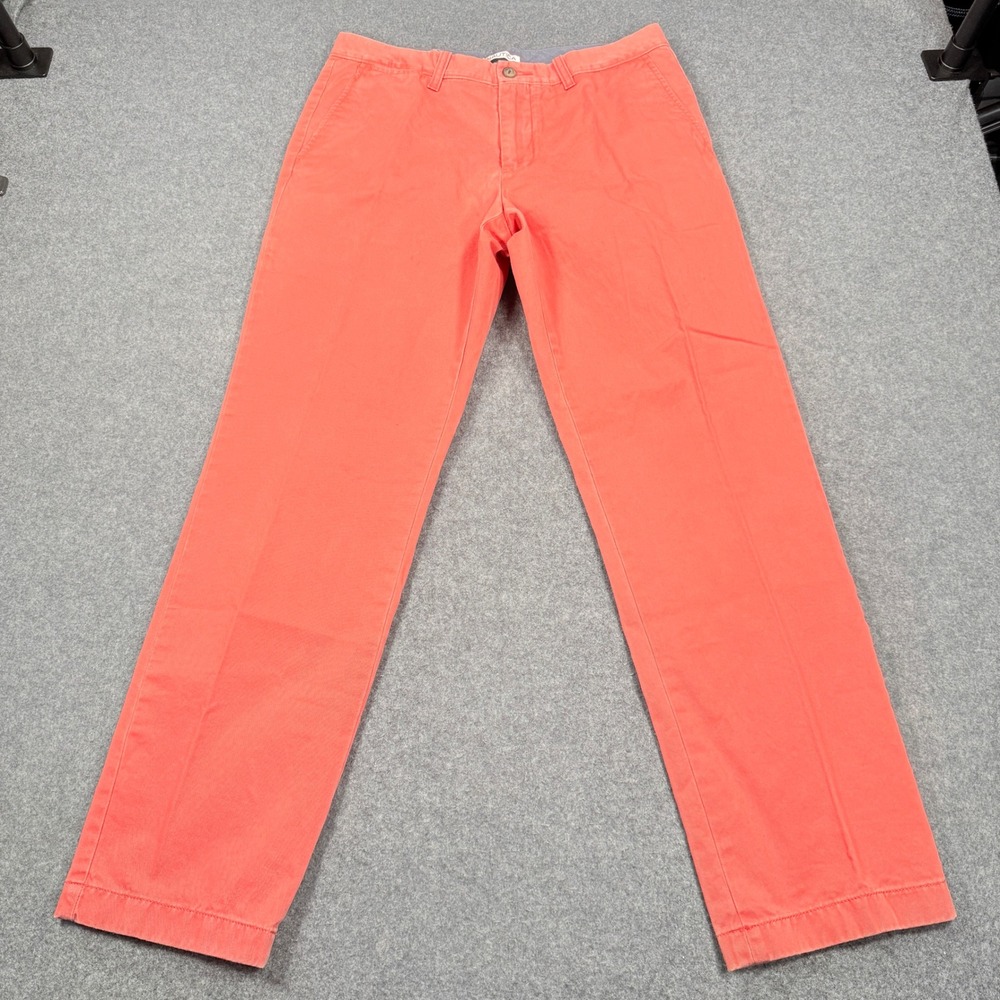 Nautica Mens Coral Orange 100% Cotton Chino Pants 33x32 Straight Leg Flat Front